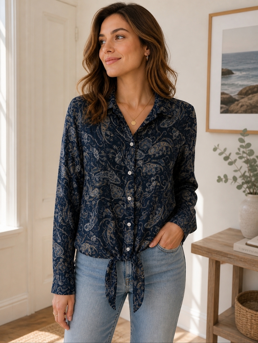 H&M Blue Paisley Shirt
